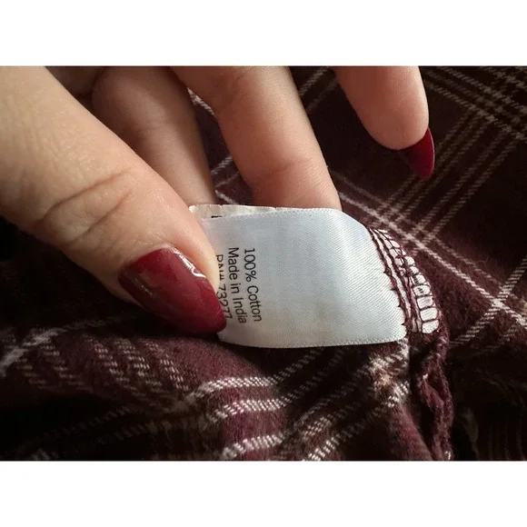 Sonoma Maroon Red White Flannel Plaid Button Down Women's XXL 2XL Plus Size - Picture 5 of 8